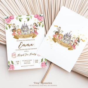 Royal Tea Birthday Party, ridder en prinses uitnodiging, Princess Royal Tea Party, Princess Tea Party, Royal Tea, bewerkbare sjabloon, BD08