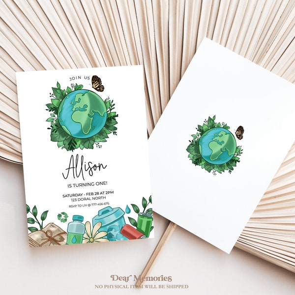 Earth Day Birthday Invitation, Earth day event, Earth day party, Earth party Earth day poster, Planet Earth event, BD81