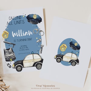 Police Birthday Party Invitation, Cop Birthday Invite, Policeman Party Invite, Officer Policeman Birthday, Swat cop, BD96