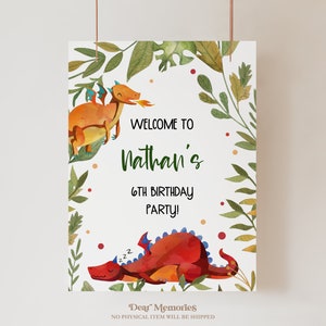 Dragon Birthday Welcome Sign, Dragon birthday party, Dragon Party Sign, Red Dragon, Dragon Party Decor, Dragon Party, Editable, BD62