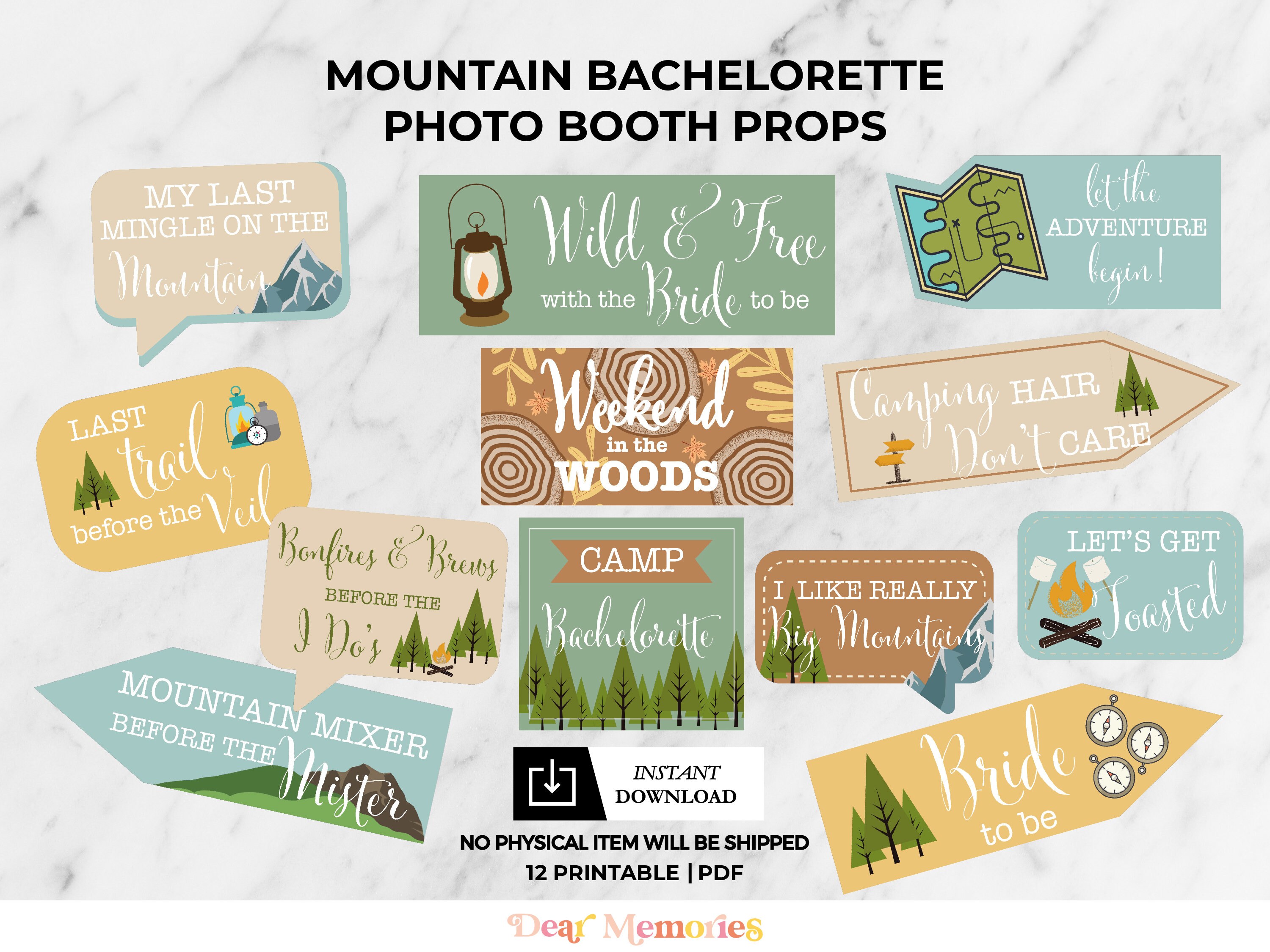 Mountain bachelorette Photo Booth Props Camping bachelorette Etsy