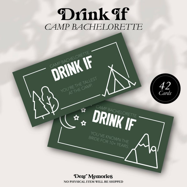 Camp Bachelorette Game, Mountain Bachelorette Drinking Games, Drink If Camp Bachelorette, Camping Wedding, Hiking Bachelorette