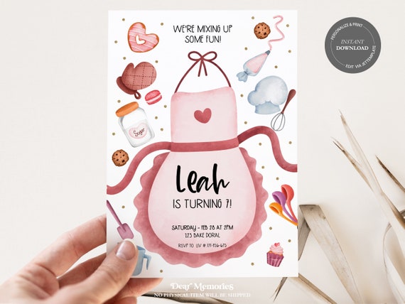 Baking Birthday Party Invitation Baking Invitation Girl - Etsy