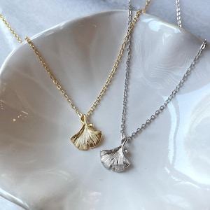 Ginkgo Leaf Necklace – Gold or Silver Dainty Nature Pendant