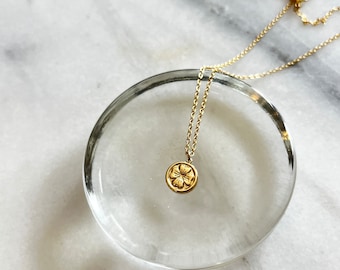 Handmade Gold Shamrock Necklace - Dainty Four Leaf Clover Tiny Charm Jewelry