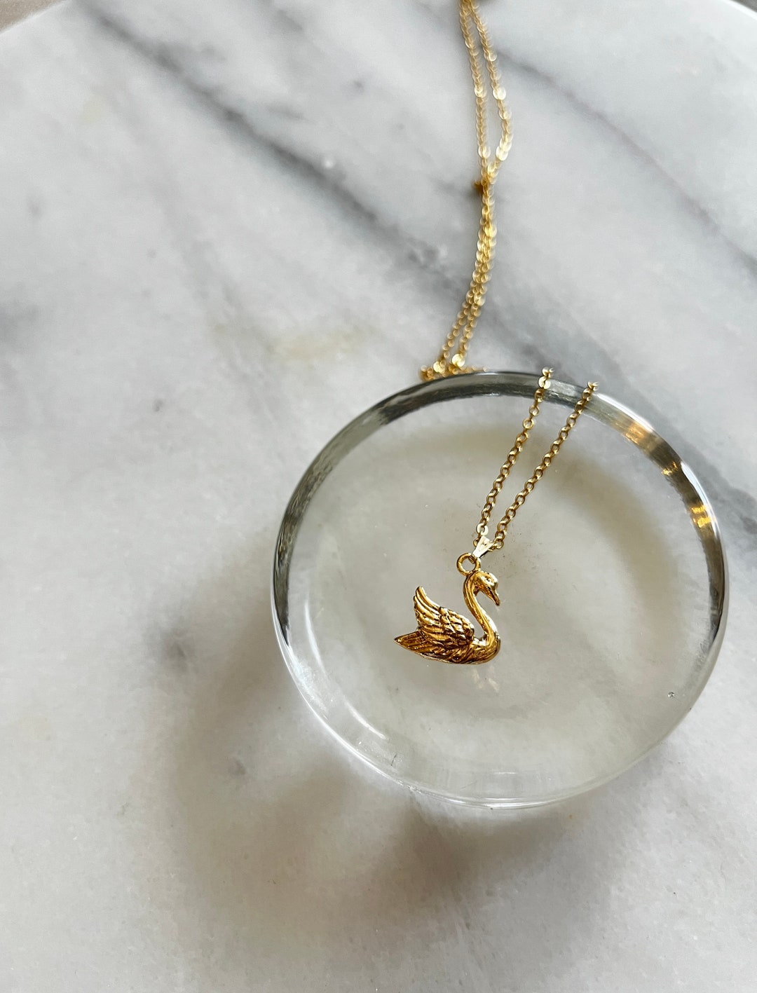 Handmade Gold Swan Pendant Necklace - Elegant Bird Charm With Dainty Anti-tarnish Chain, Romantic Jewelry, Grandmillenial Style - Etsy UK