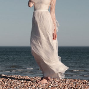 Boho lace wedding skirt with soft tulle layer, Vintage bridal skirt, Bohemian beach wedding, 2 piece summer wedding dress - Sonella Skirt