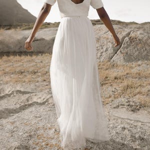 Jupe de mariée en tulle souple, fluide, jupe de mariage minimaliste, robe de mariée bohème 2 pièces, mariage hippie, bureau d'état civil - Sage Skirt