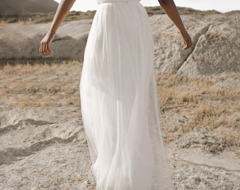 Floaty wedding skirt soft tulle, Boho bridal skirt, Beach wedding skirt, 2  piece wedding dress, Contemporary bridal separates - Sage skirt