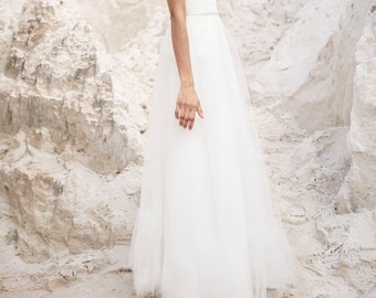 Jupe de mariée en tulle délicat, jupe de mariage simple et élégante avec silhouette trapèze - Jupe jonquille