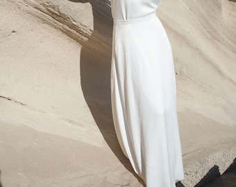 Gonna da sposa in raso, gonna da sposa semplice ed elegante, abito da sposa fluido e minimalista, due pezzi - Senna Rock