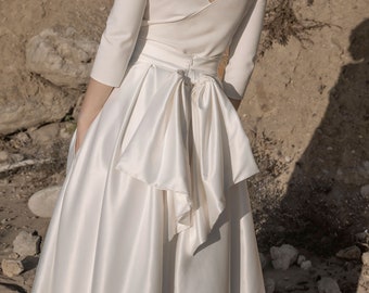 Brautkleid Schleife aus edlen Satin, Abnehmbare Schleife für Hochzeitskleid  - Iris Schleife