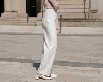 Bridal trousers with high waist, Informal 2 piece wedding outfit perfect for the registry office and winter weddings - Javor Trousers