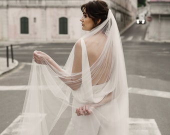 Bridal veil made of soft tulle, cathedral veil, long wedding veil, one layer veil,  single tier veil - Cassia veil