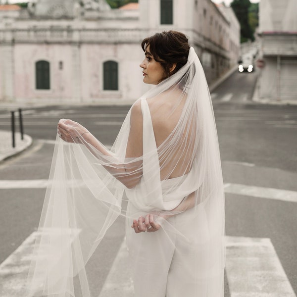 Bridal veil made of soft tulle, cathedral veil, long wedding veil, one layer veil,  single tier veil - Cassia veil