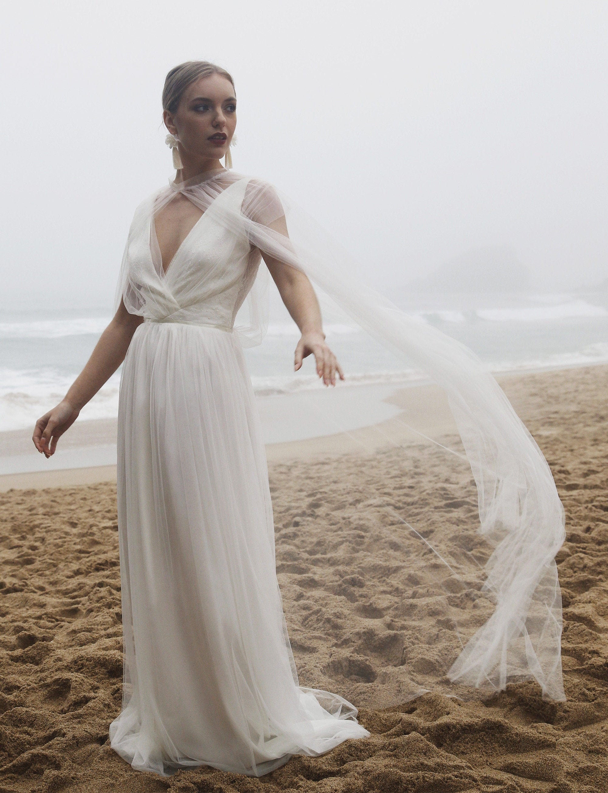 Soft Tulle Sheer Bridal Jacket Capelet ...