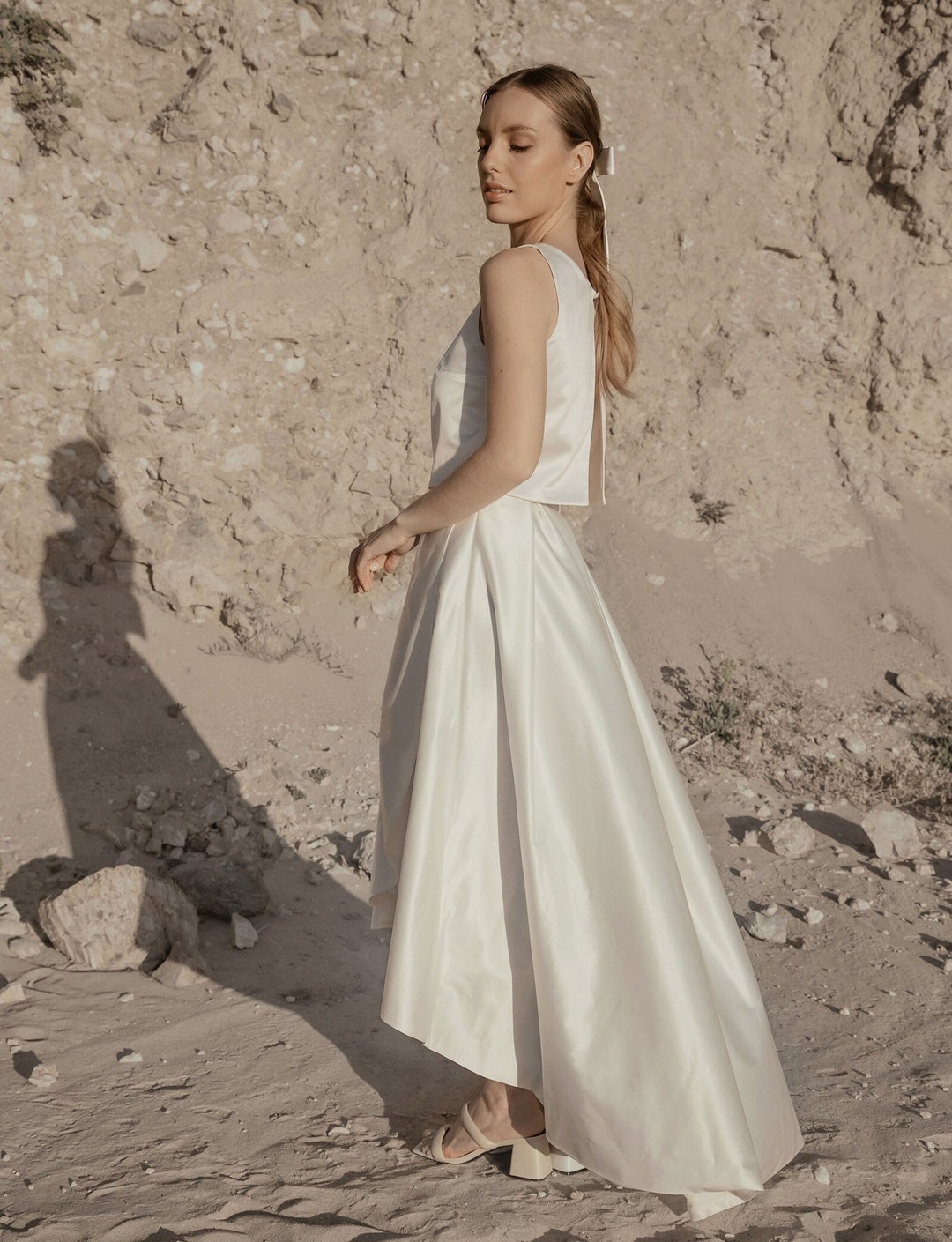 Ensemble Jupe + Haut Philippe Adec 100% Soie Couleur Sauge - Taille 8 (FR), Occasion Très Bon état