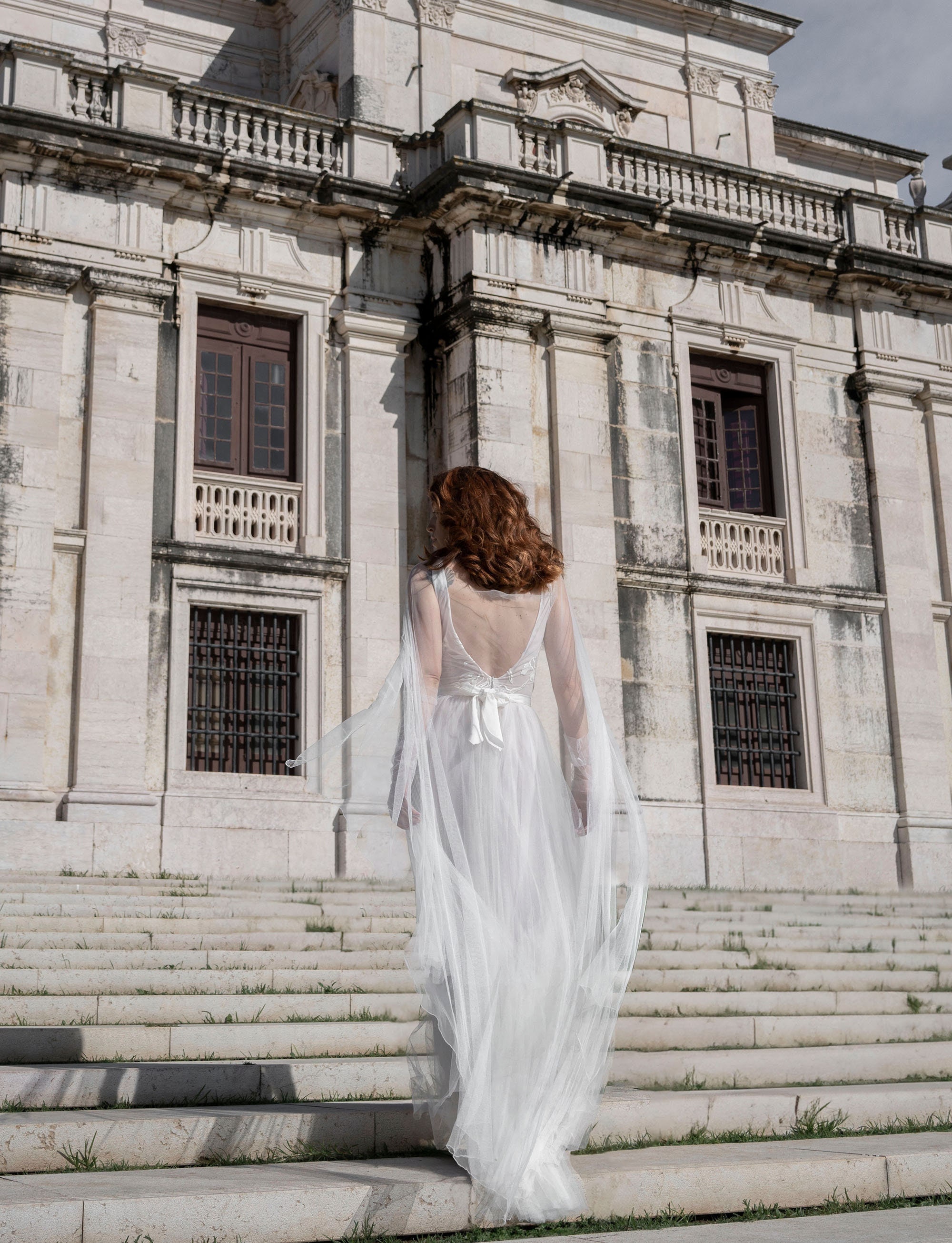 Bridal Cape Made of Soft Tulle, Sheer Bridal Jacket, Capelet