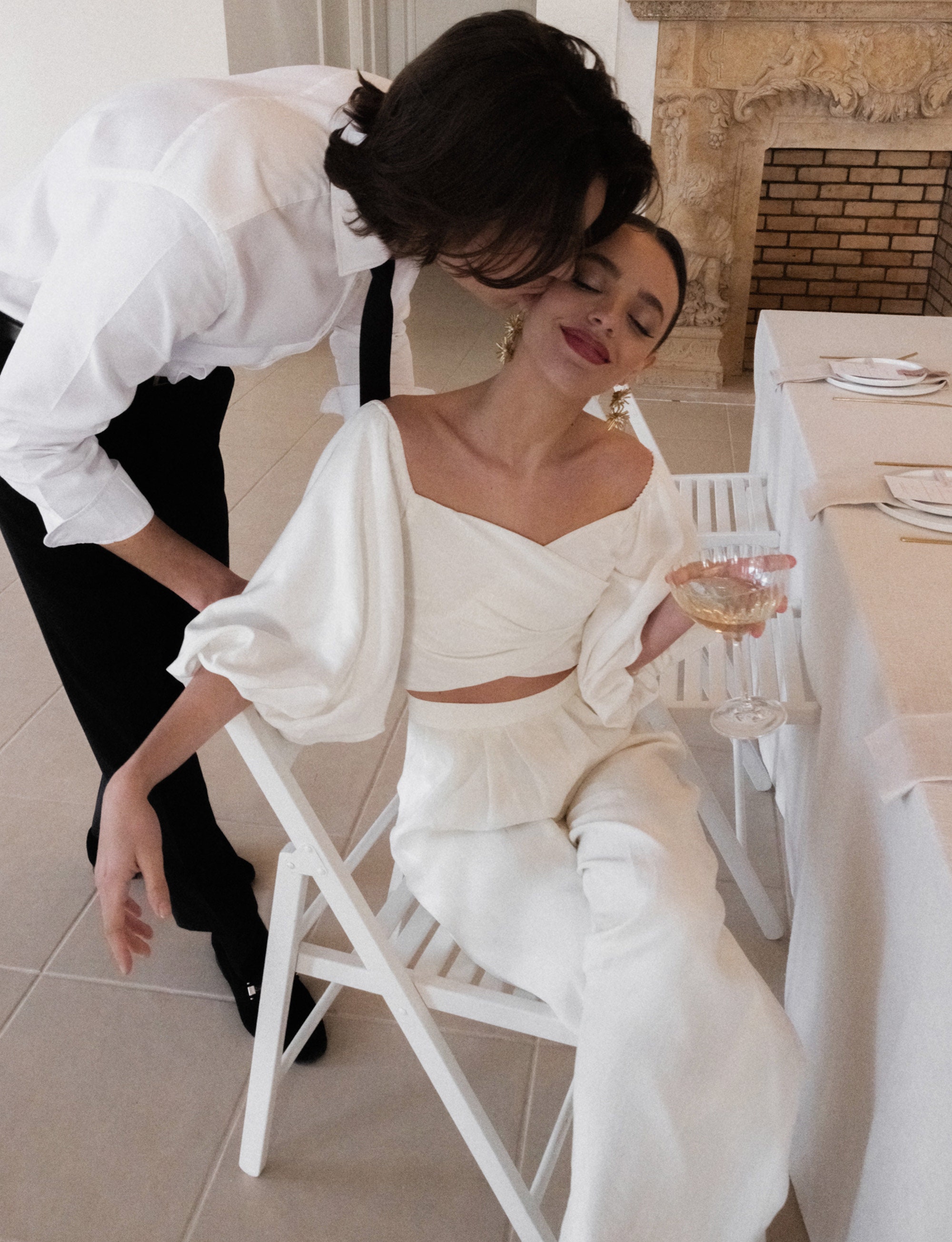 flowy dress pants for wedding AMBROSIA Crepe Wedding Pants – Catherine Langlois main image 1