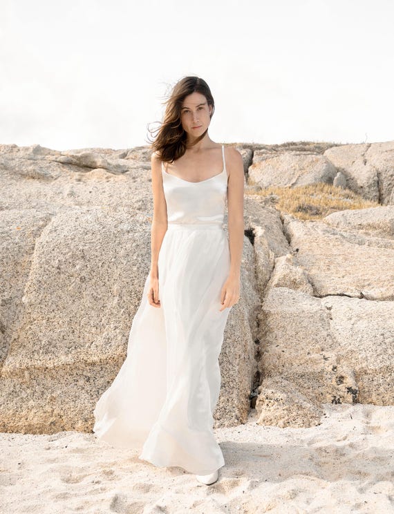 simple silk chiffon wedding dress Wedding Dress with Parisian Silk Chiffon