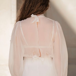 Silk Chiffon Wedding Dress Topper, High Neckline Wedding Top, Vintage ...