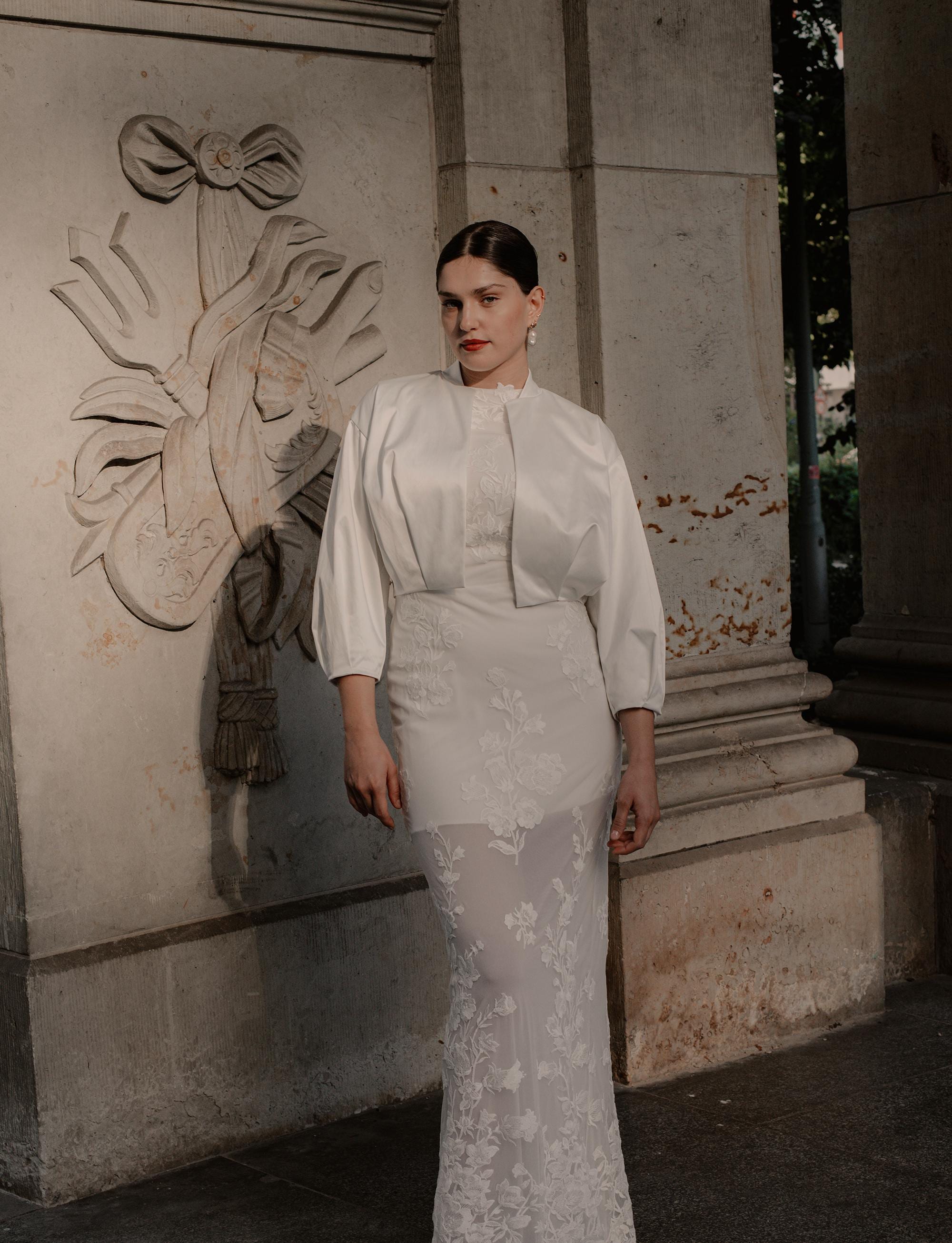 satin bolero jackets for wedding dresses Bianco Ivory Matte Satin 3/4 Length Sleeve Wedding Jacket E55S