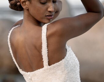 Bridal Crop Top Embroidered With Pearls and Sequins, Sparkly