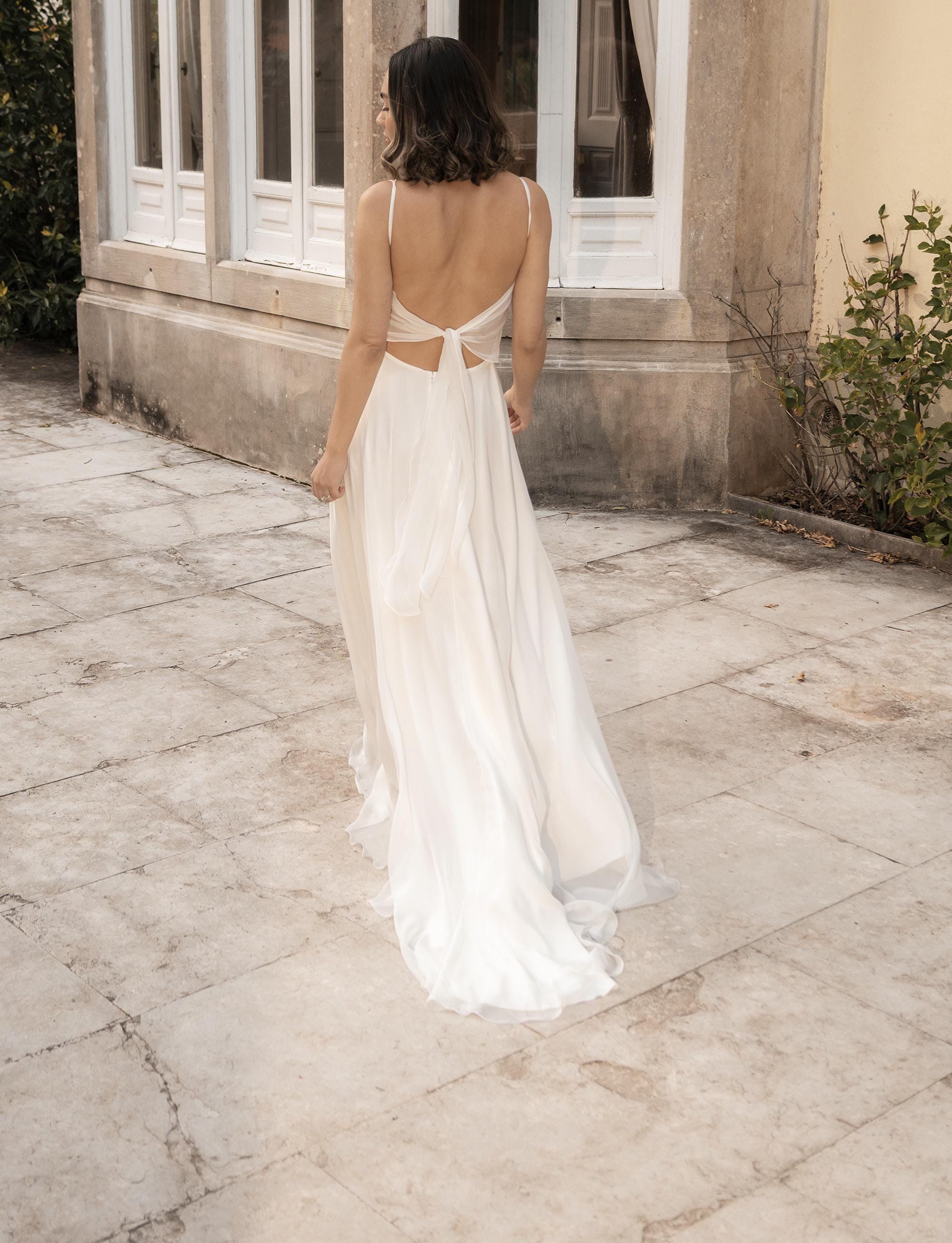 High Neckline Beach Wedding Dress