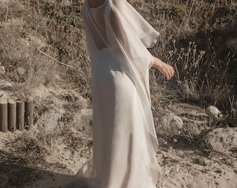 Silk chiffon bridal cape, wedding dress cover up, bridal jacket, bolero, shrug, bridal topper, sheer wedding capelet - Mina Cape