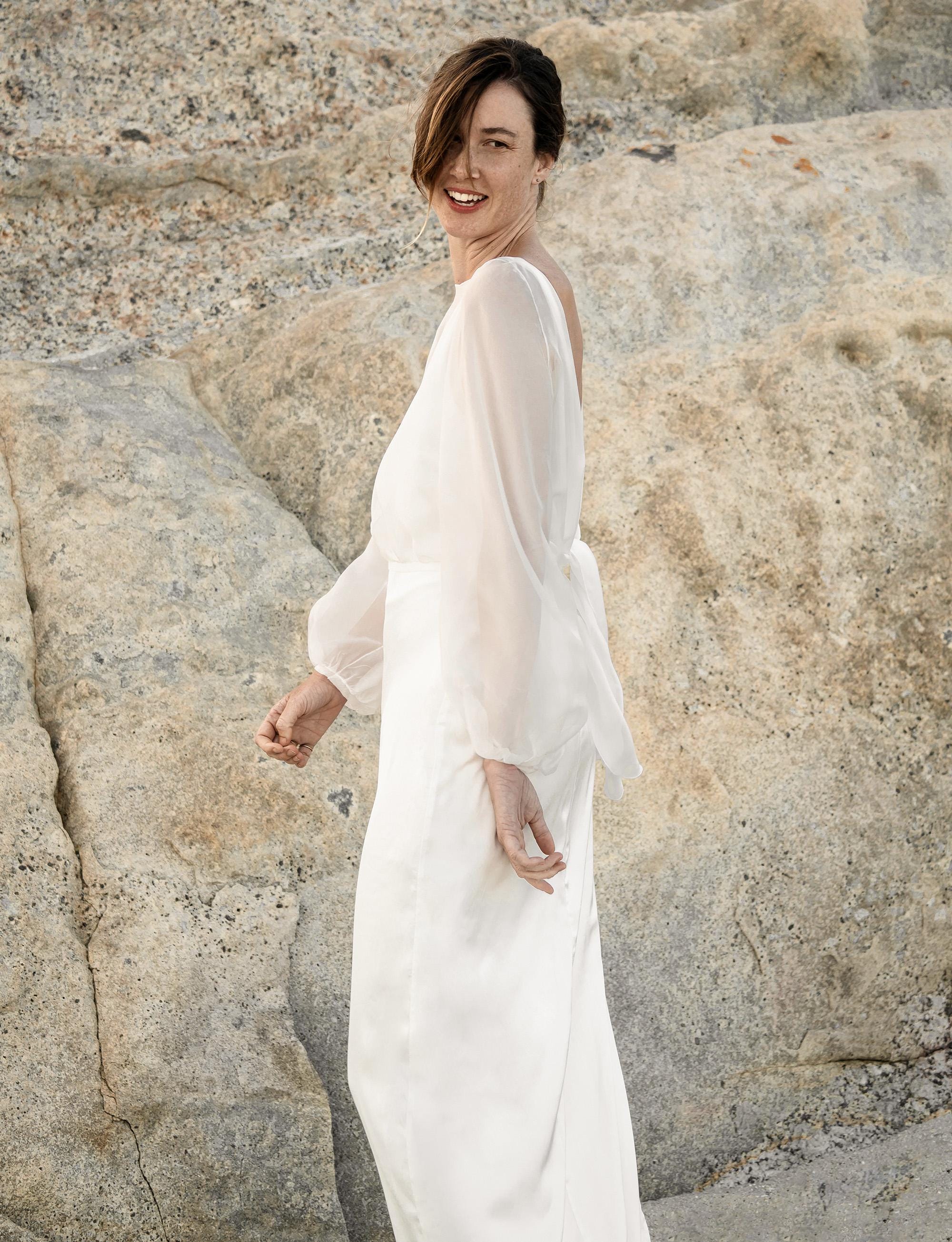chiffon dress topper Silk chiffon Wedding dress topper, Transparent bridal Top with long sleeves and bow in back, Wedding dress cover up