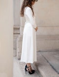 Simple silk wedding dress, tea-length, elegant bridal dress with long sleeves, winter wedding, registry office - Daphne Dress