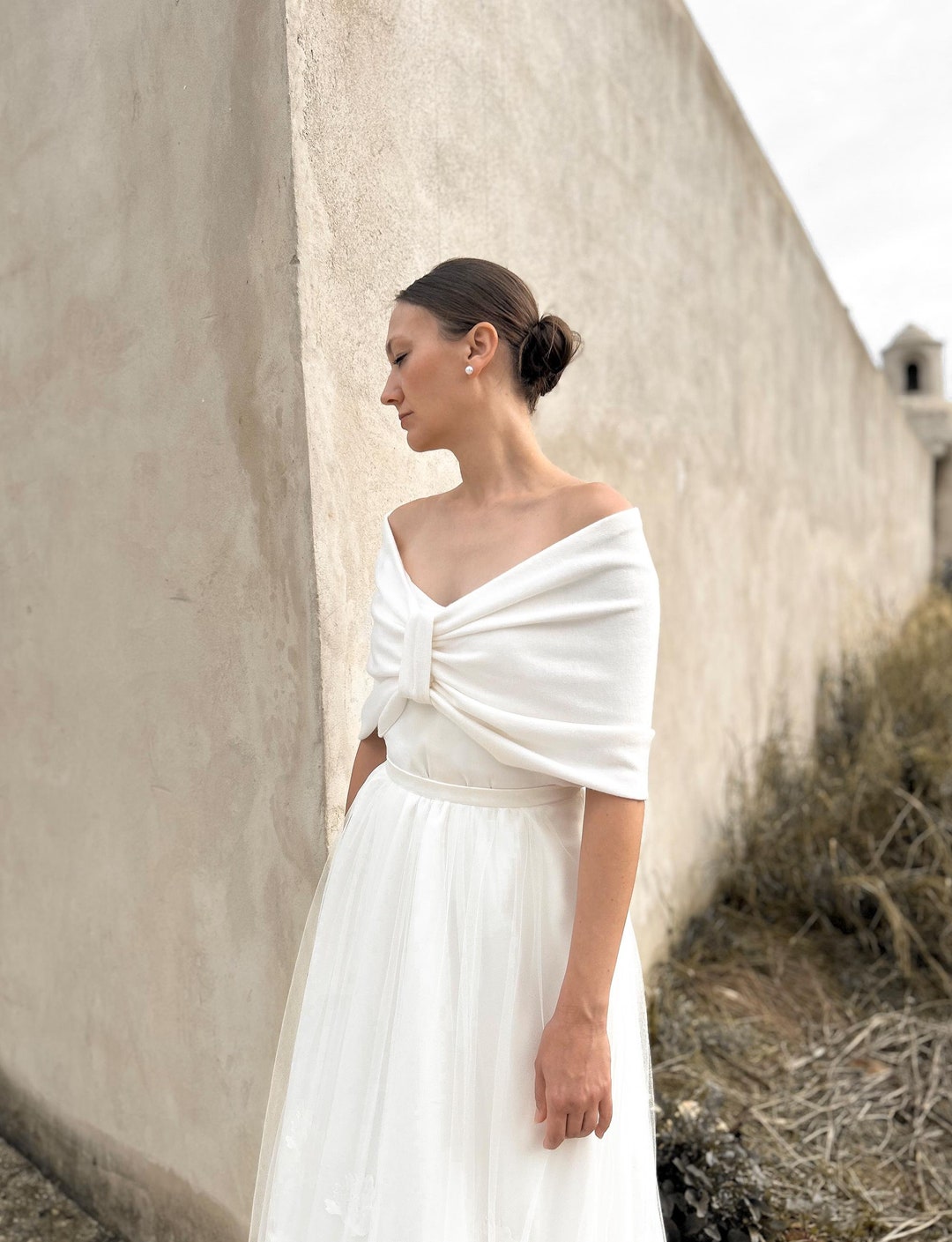 Bridal Shawl Made of Soft Knit Fabric, Bridal Bolero Shrug, Bridal ...