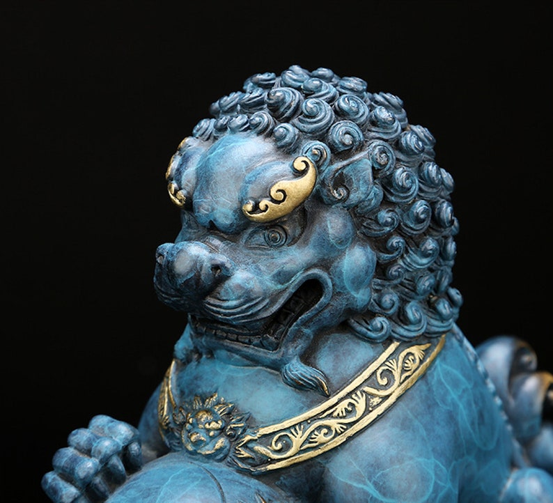 Chinese Lion Statue Feng Shui Sculpture Foo Dogs Fu Dog Etsy