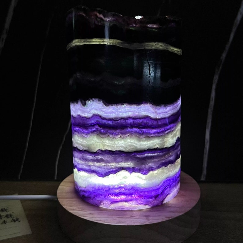 Rainbow Fluorite Crystal Lamp Night Light | Natural Crystal Lamps Decor | Healing Crystal Chakra Light 