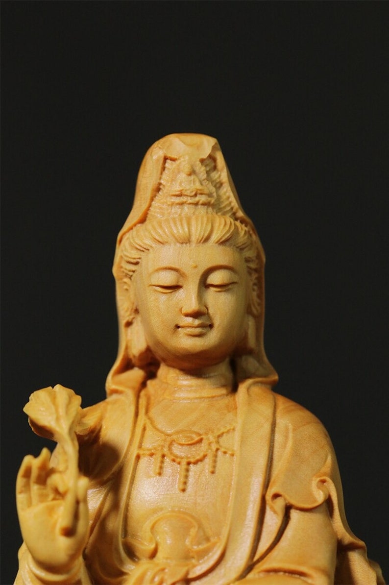 Wooden Standing Quan Yin Statue Kwan Yin Statue Goddess of Etsy