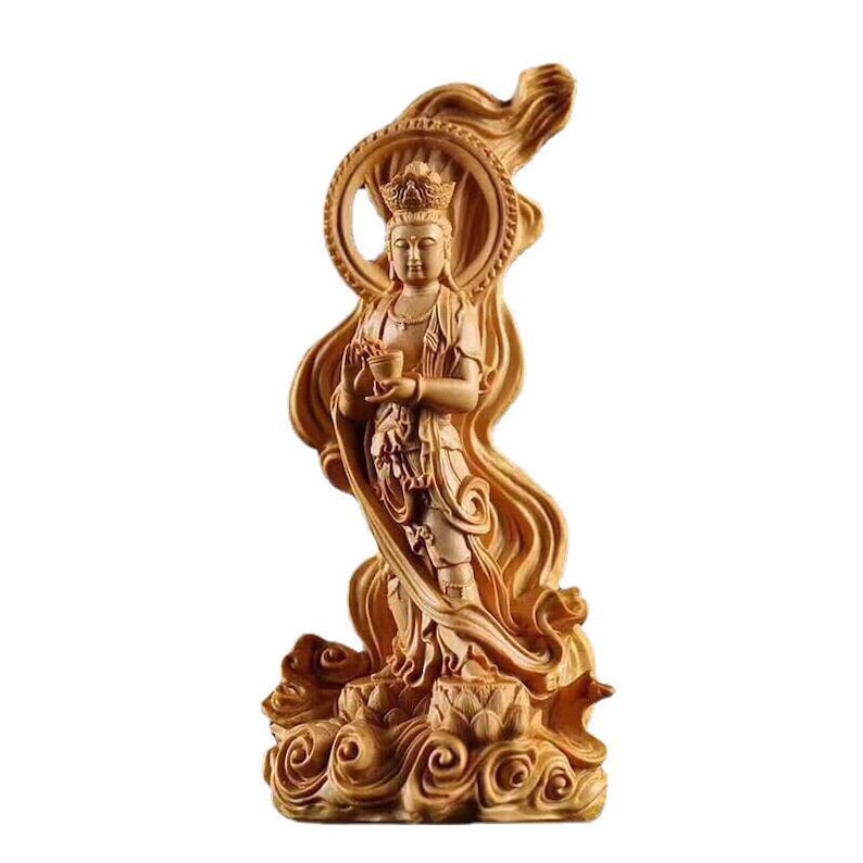 Wooden Standing Quan Yin Statue Kwan Yin Statue Goddess of Etsy