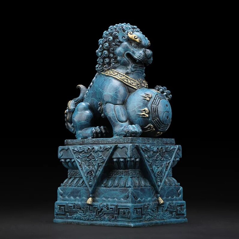Chinese Lion Statue Feng Shui Sculpture Foo Dogs Fu Dog Etsy