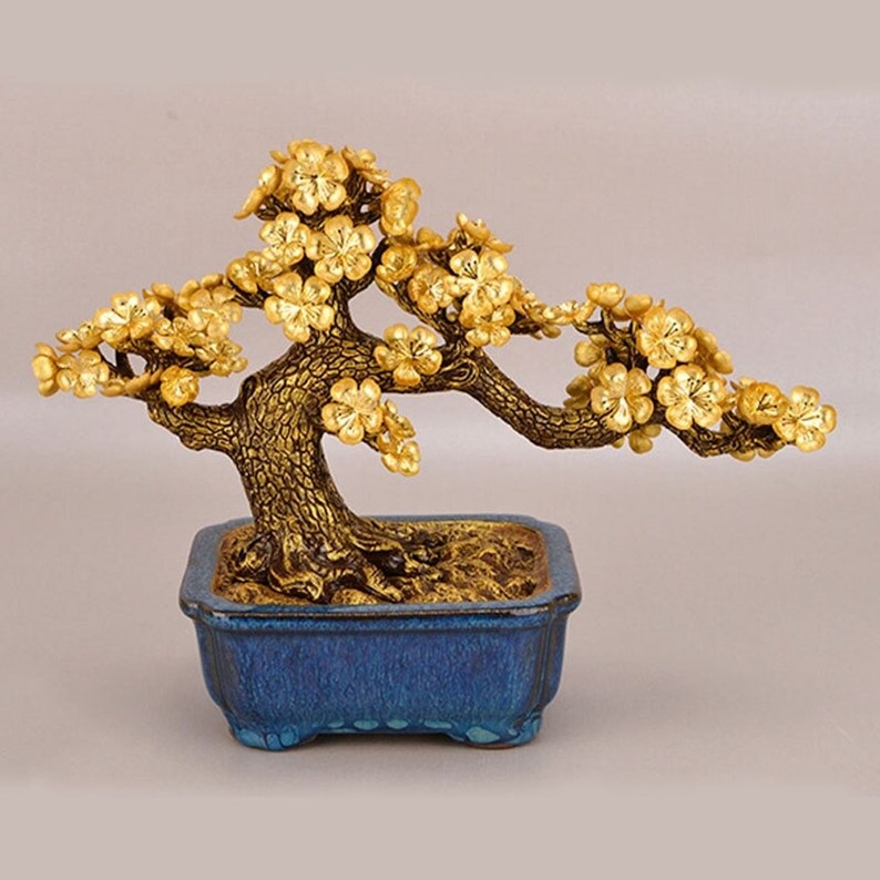 Feng Shui Bonsai Money Tree 24K Gold Foil Wealth Abundance - Etsy