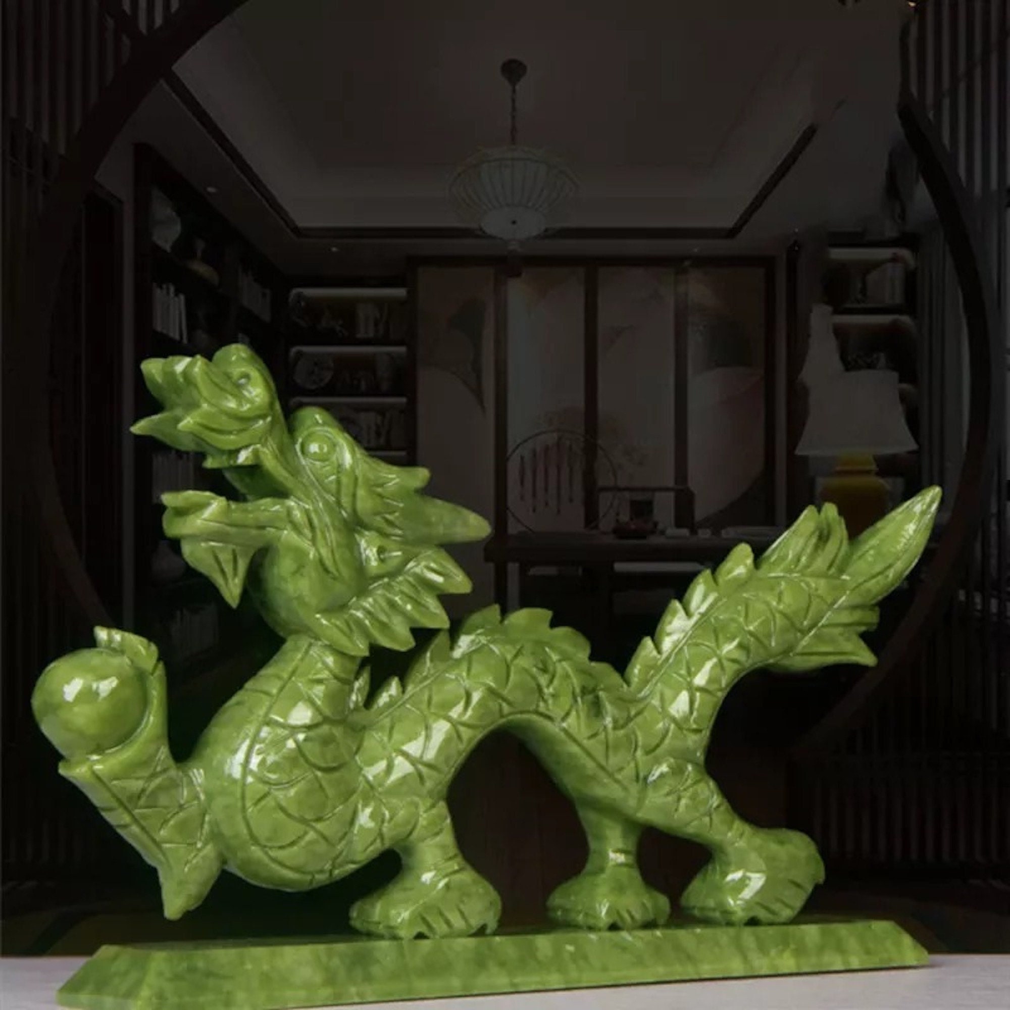 Jade Dragon Statue Etsy