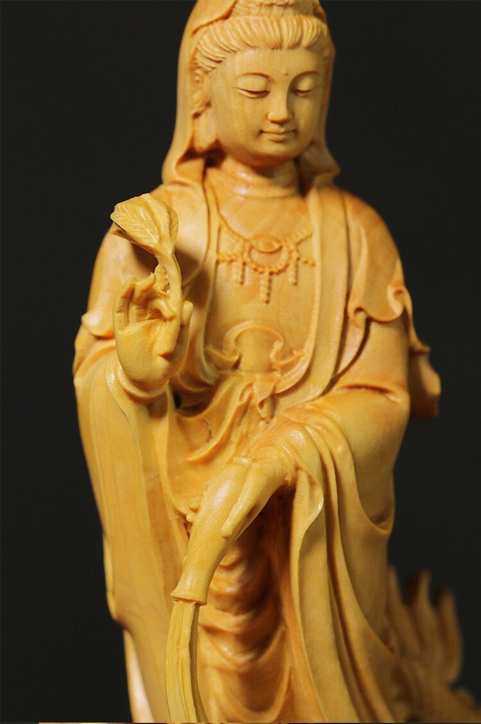 Wooden Standing Quan Yin Statue Kwan Yin Statue Goddess of Etsy