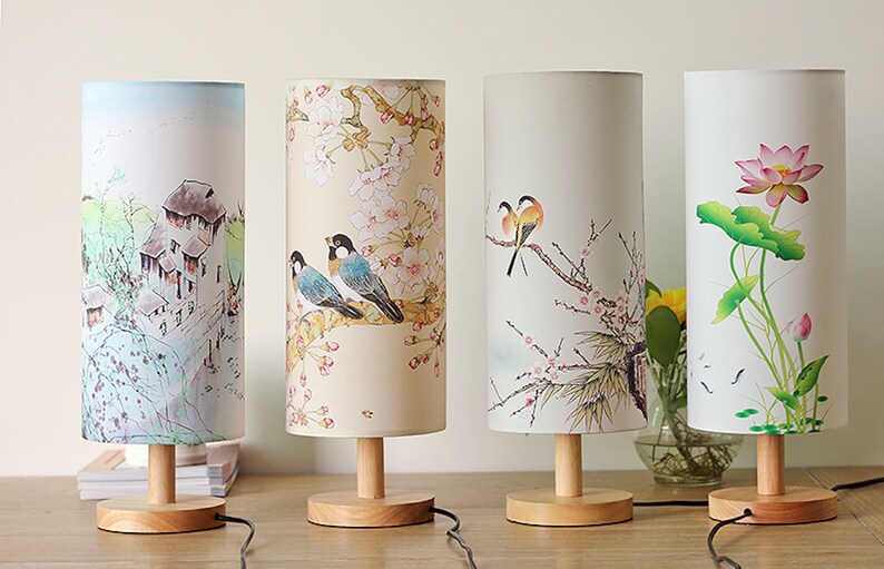 Chinese Lamp Shade Table Lamp Zen Bedroom Lamp Night Light Etsy