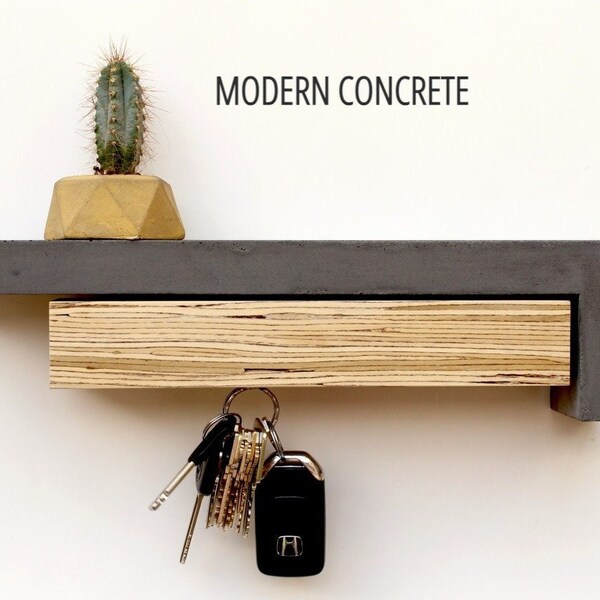 Key Holder For Wall / key Organizer / Key Hanger/ Minimalist Modern/ Concrete Key Holder / Magnetic Wall Mount / Housewarming/ shelf wall