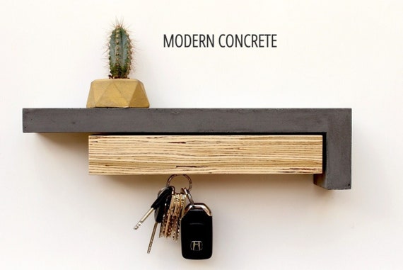 Key Holder for Wall / Key Organizer / Key Hanger/ Minimalist Modern/  Concrete Key Holder / Magnetic Wall Mount / Housewarming/ Shelf Wall 