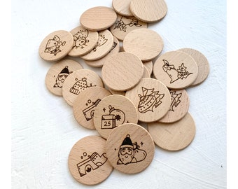 Wooden Christmas Memory Game: Handmade Matching Game for Kids