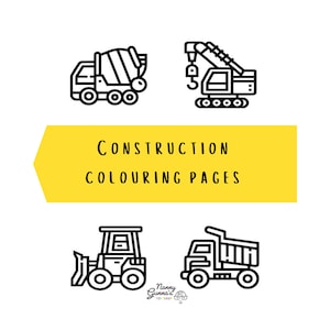 Construction Coloring Book: Trucks, Excavators, Bulldozers (Digital Download)