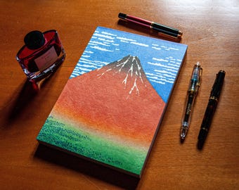 Rhodia B5 Dotted Notebook, Handmade Hokusai Mulberry Paper Journal 300 Pages