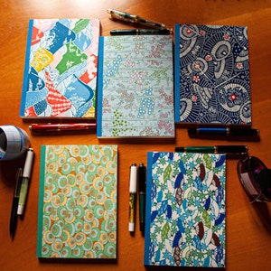 Lot of Five A5 &quot;Katazome-Chiyogami&quot; Tomoe River Notebooks, 300 pages.
