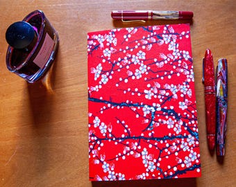 Tomoe River A5 Notebook – Chiyogami Washi Cover, Fountain Pen Ink Sheen (400 Pages)