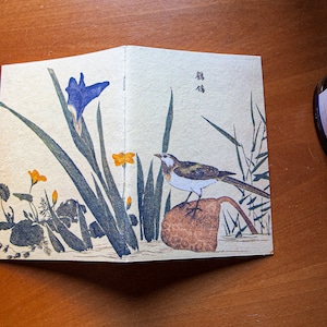 Kozo-Mulberry &quot;Titmouse and Iris&quot; – A5, 120 Pages, Stapled Tomoe River Notebook