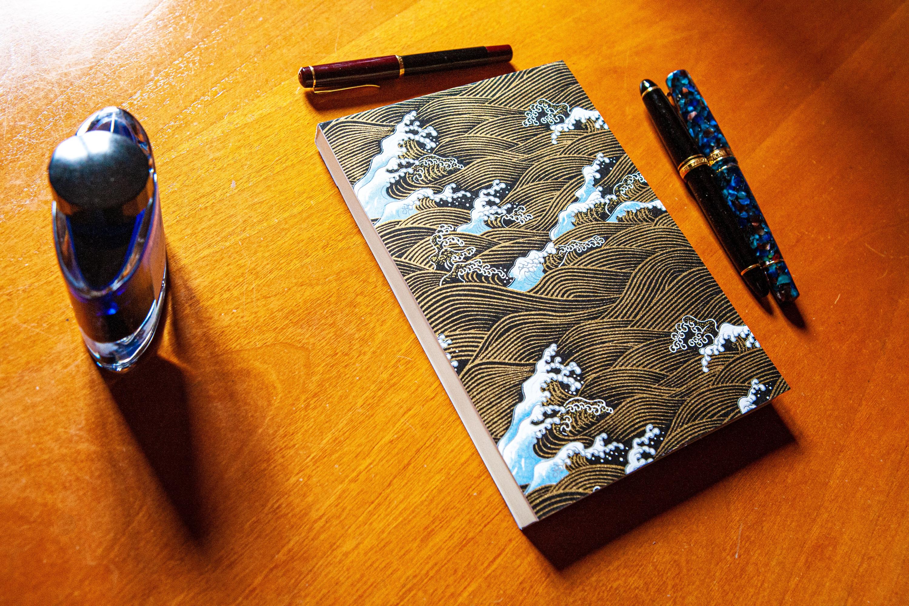 Notepad River Design A5 Tomoe River Notepad, Chiyogami Wave Cover, Fountain Pen Friendly ...